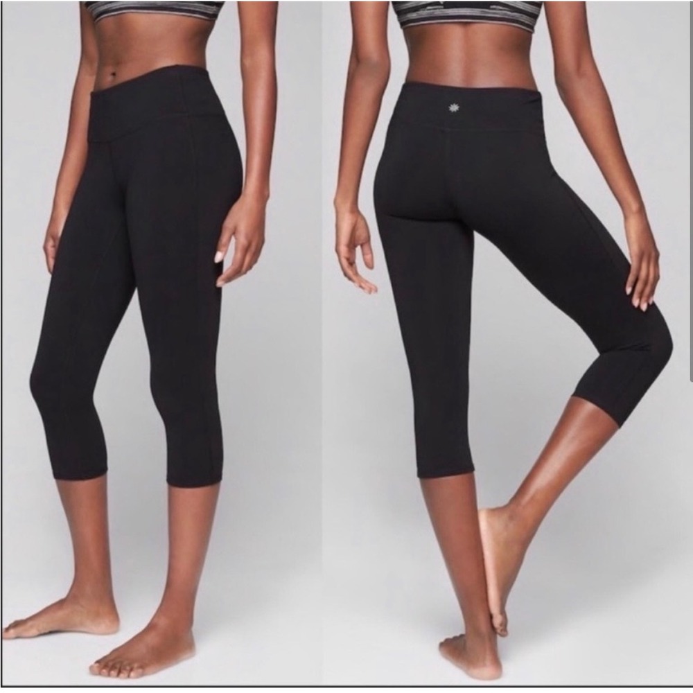 Athleta 21" Tight Leggings Black High Rise Yoga Pants - Large‎